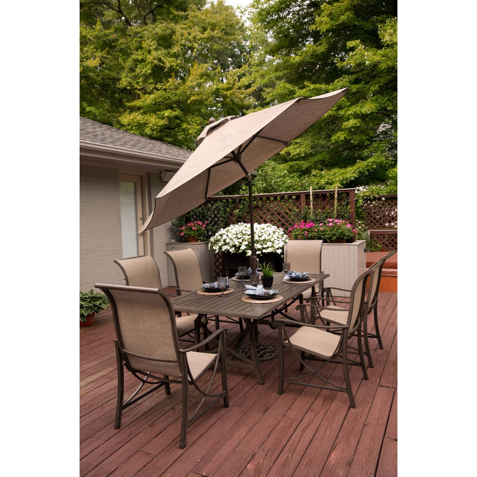 Agio Davenport Dining Table with Trestle Base and Slat top Find Your